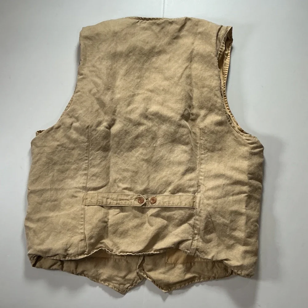 The Territory Ahead Vest Tan Linen Silk Blend Safari Utility Rugged Mens L